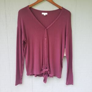 14th and Union Tie Hem Button Front Top NWT XS